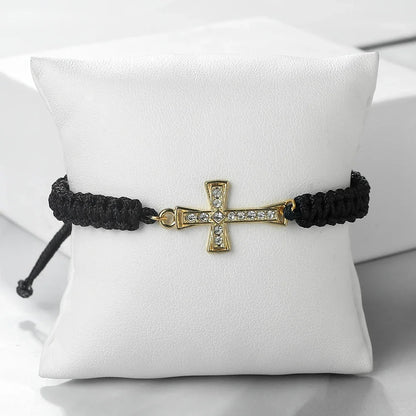 Red Crystal Cross Bracelet - Jesus Prayer Meditation Braided Healing Jewelry Gift for Couples