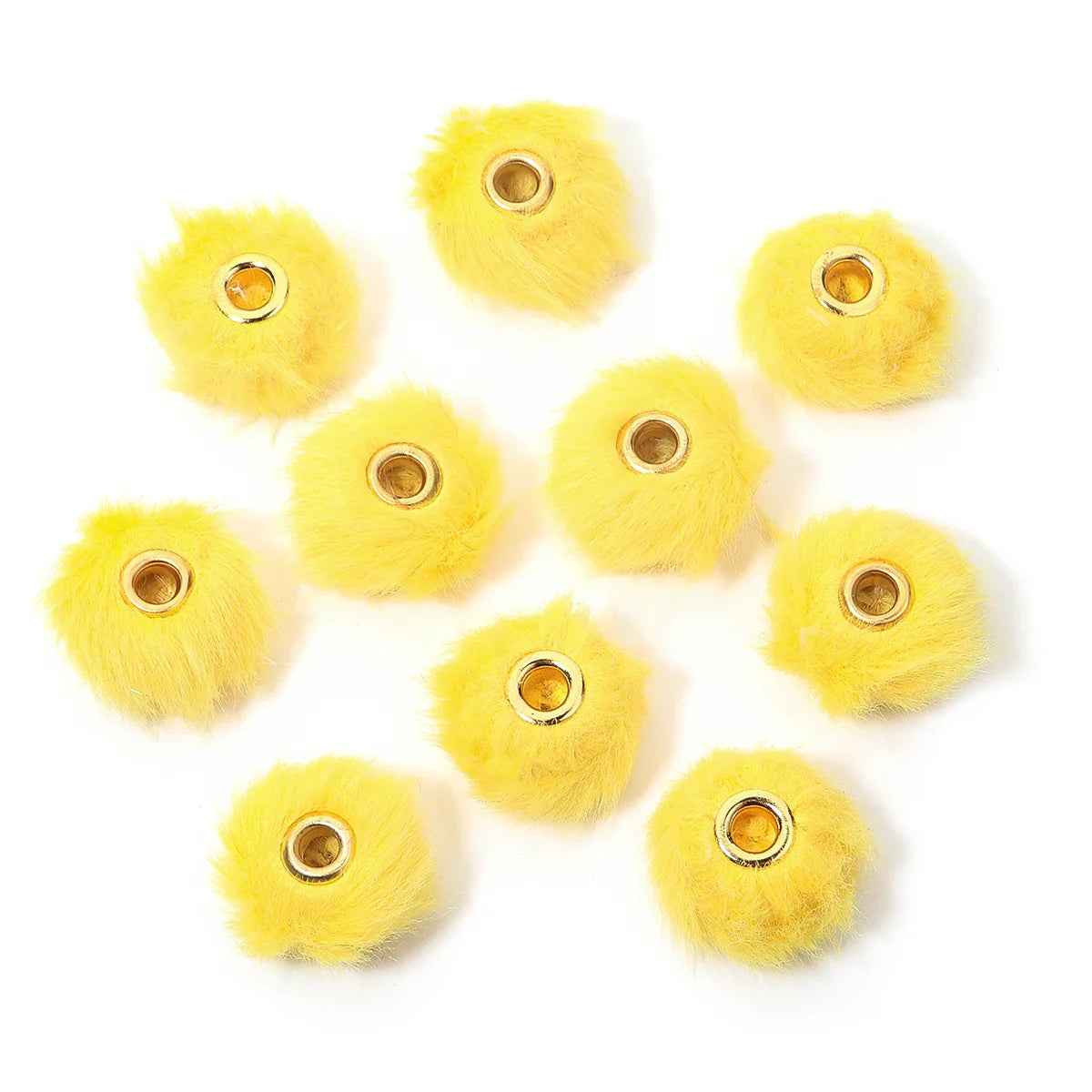 10pcs Plush Fur Ball Beads – Multicolor Pompom Spacer Beads for DIY Jewelry, Earrings & Bracelets