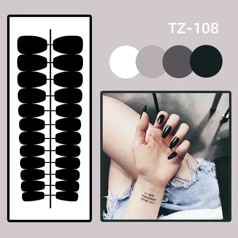 24Pcs Square Press On Nails - Nude White Gradient French False Nail Tips with Full Cover Short Design