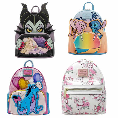 The Aristocats Marie Mini Backpack – Floral Print Schoolbag with Villains Scene, Maleficent & Sleeping Beauty Design for Kids