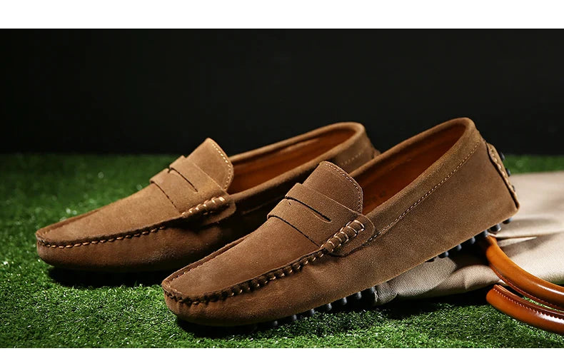 Men's High-Quality Leather Loafers – Casual Moccasins Slip-On Flats, Fashion Driving Shoes, Size 38-49