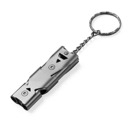 Double Pipe Whistle Keychain – High Decibel Outdoor Survival Emergency Tool