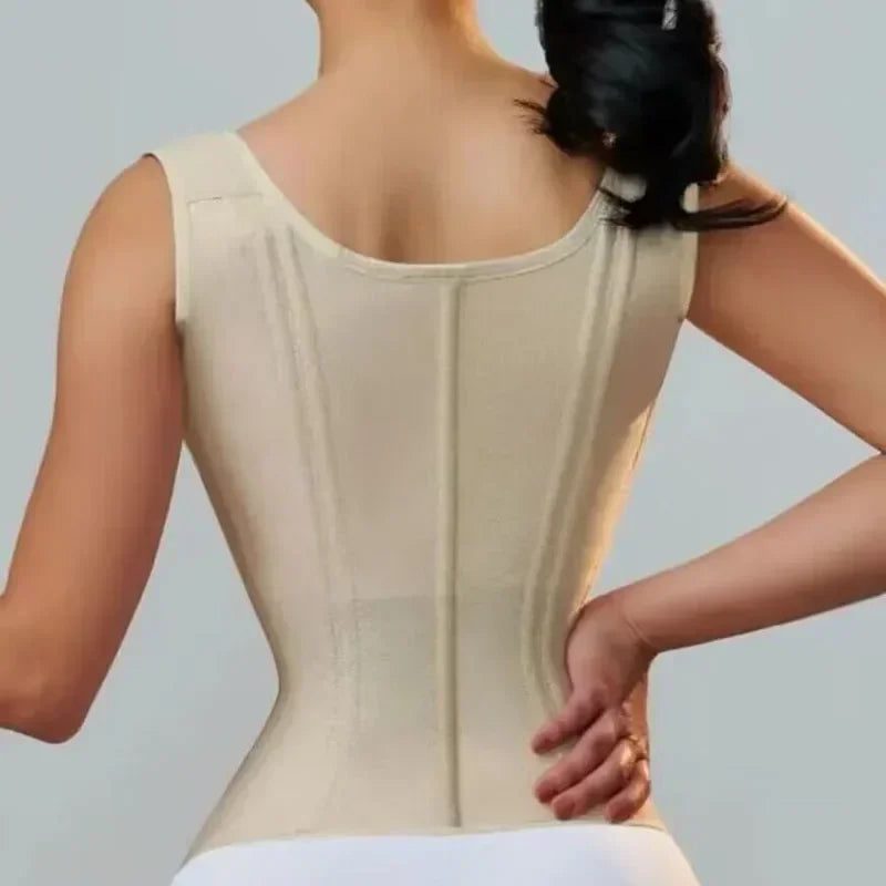 Fajas Colombianas Body Shaper for Women – Double Compression Waist Trainer Vest with Adjustable Zipper & Hook-Eyes