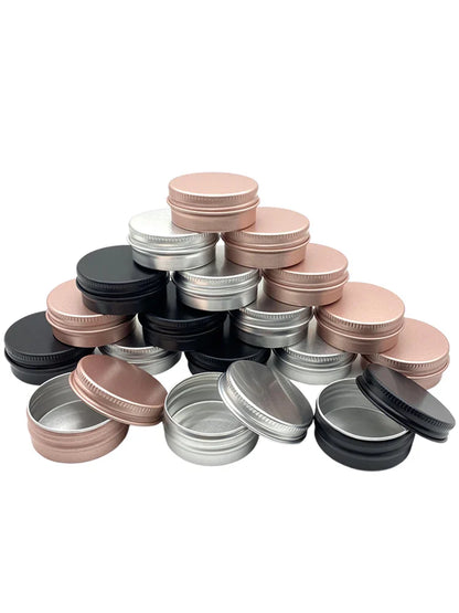 50PCS Aluminum Tin Jars – 5g to 100g Metal Containers for Cosmetic Creams, Lip Balm & Face Care
