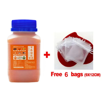 250g + 6 Bags Reusable Silica Gel Beads — Waterproof Moisture Absorber for Electronics, Dehumidifier & Humidity Control