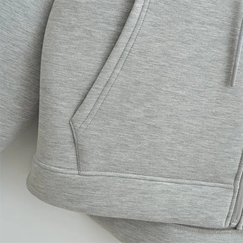 Oversized Unisex Zipper Hoodie - Women's Winter Loose Sweatshirt with Double Pockets