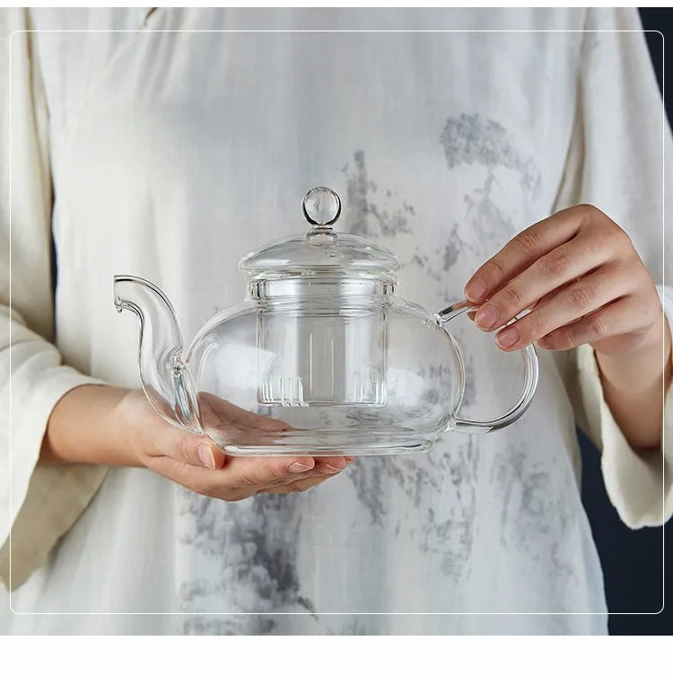 400ml/1000ml Heat-Resistant Glass Teapot – Kung Fu Teaware Set with Tea Strainer for Puer, Oolong, Barley