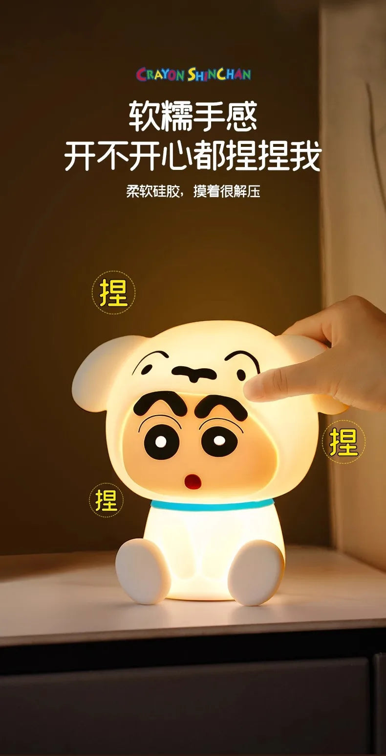 Crayon Shin-Chan Night Light – Soft Eye-Protecting LED Bedside Lamp USB Rechargeable Anime Gift