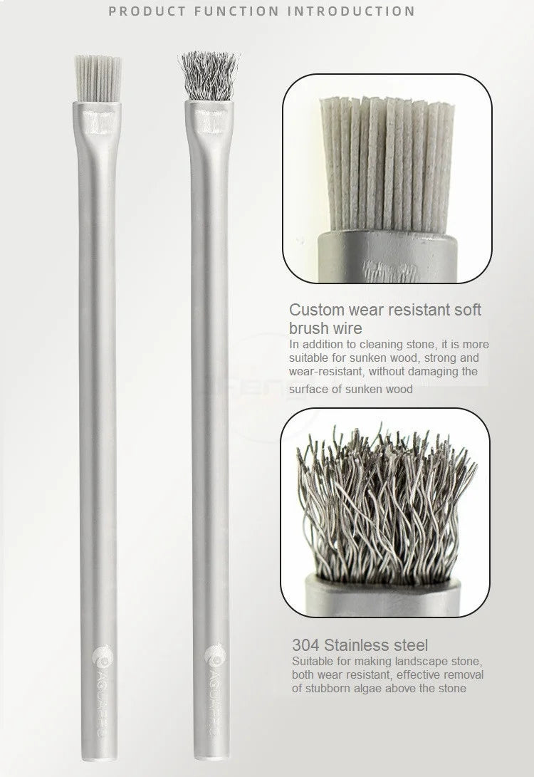 Aquapro Algae Brush – Stainless Steel Aquarium Cleaning Tool for Fish Tank & Plant Care, ADA Quality