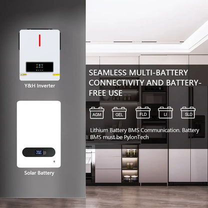 Y&H 3.6/4kW Hybrid Solar Inverter 24V – Pure Sine Wave with 120A MPPT Controller, UL1741 Certified
