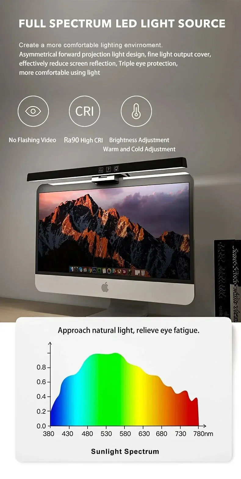 LED Monitor Light Bar Desk Lamp – 33cm & 50cm USB-Powered Dimmable Screen Light for Office & Reading