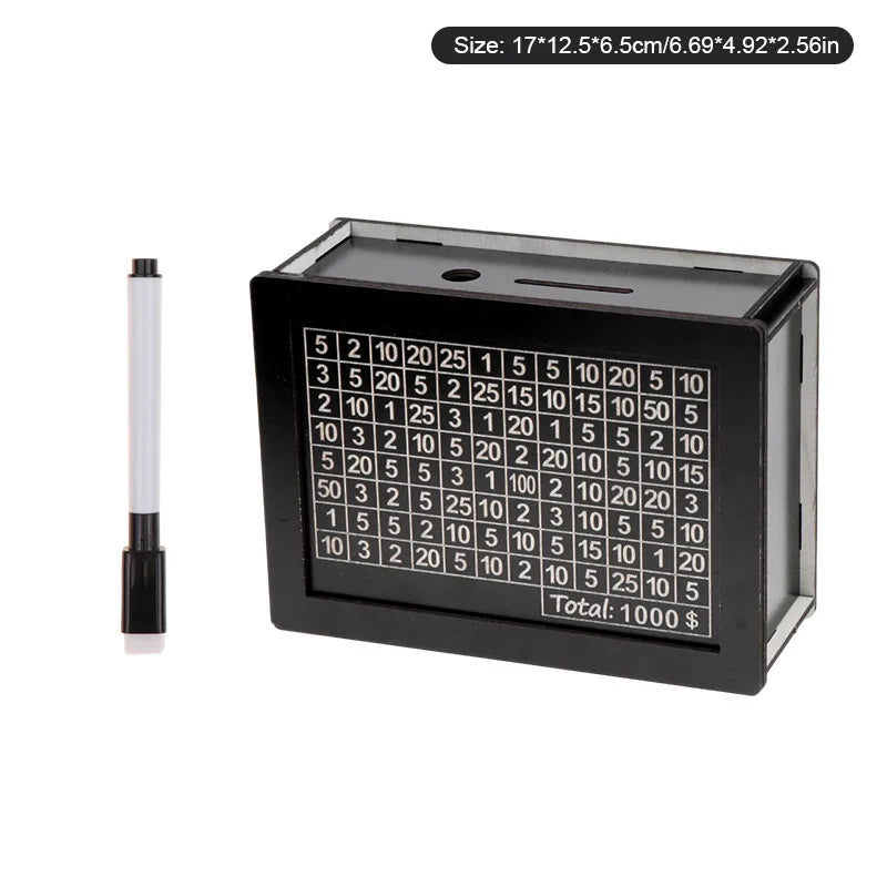 USD Black Reusable Piggy Bank with Money Goal Counter - DIY Savings Box to Build Good Habits