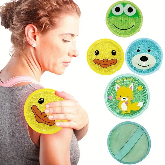Reusable Cartoon Gel Ice Pack - Hot & Cold Compress for Elbow, Knee, Toothache & First Aid