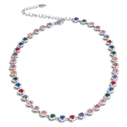 NiNice 316L Stainless Steel Jewelry Set – Colorful Cubic Zirconia Necklace and Bracelet, Exquisite Luxury Fashion Design