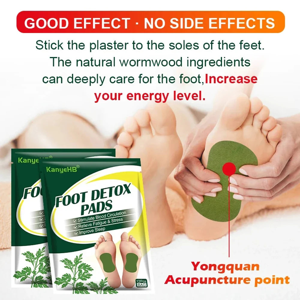 12/24Pcs Detox Foot Patches Pads - Natural Herbal Wormwood Artemisia Argyi for Feet and Body Toxins Cleansing - Relieve Stress, Aid Sleep