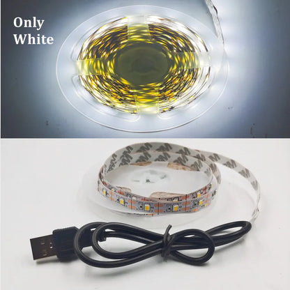 5M USB LED Strip Light - 5V SMD 3528 Waterproof Ribbon Light for Cabinets, Ceilings & Home Decor
