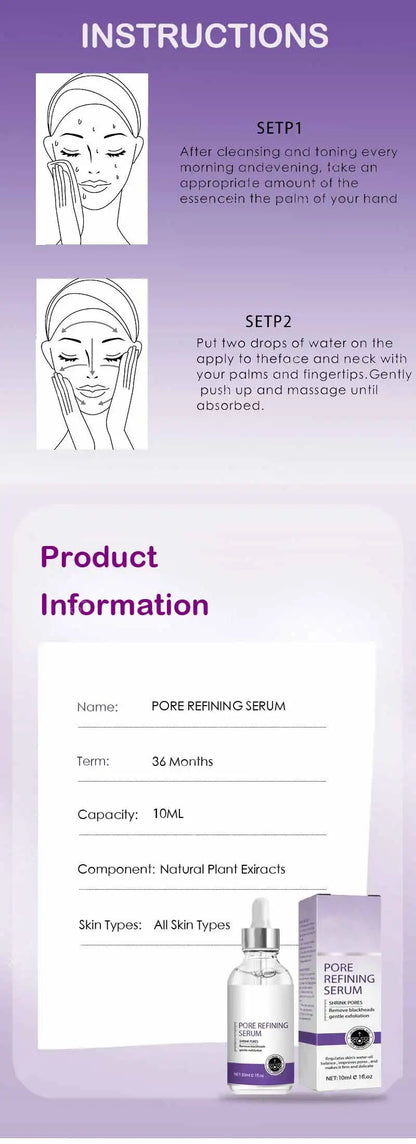 Pore Shrinking Serum – Facial Essence for Large Pore Removal, Tightening, Repairing, and Firming Skin Care