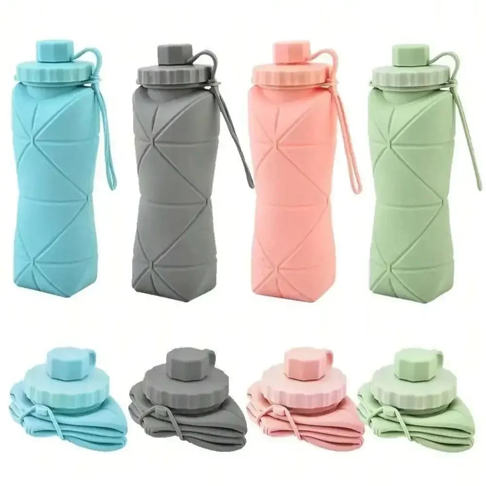 600ML Collapsible Silicone Cup - Portable Foldable Travel Water Bottle for Outdoor Use with Food-Grade Material