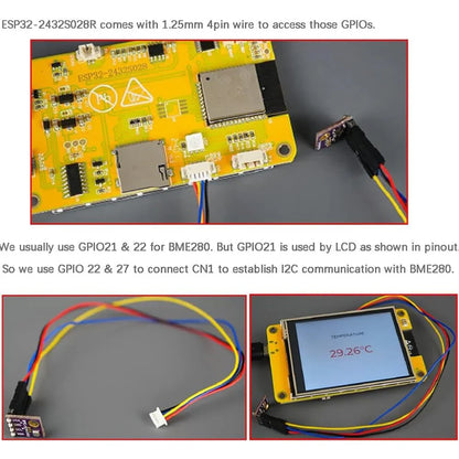 2.8" ESP32-2432S028R TFT LCD Module – ILI9341 Resistive Touchscreen Display with ESP-WROOM-32 Development Board & Acrylic Case