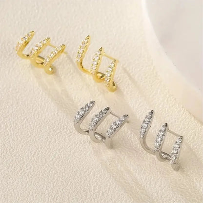 Elegant Rhinestone Three-Claw Earrings for Women – Cute Luxury Party Jewelry Gift