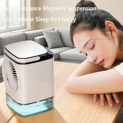 Portable Mini Desktop Air Cooler Fan – Silent USB-Powered Fan with Spray Humidifier for Cooling and Moisturizing Home or Office