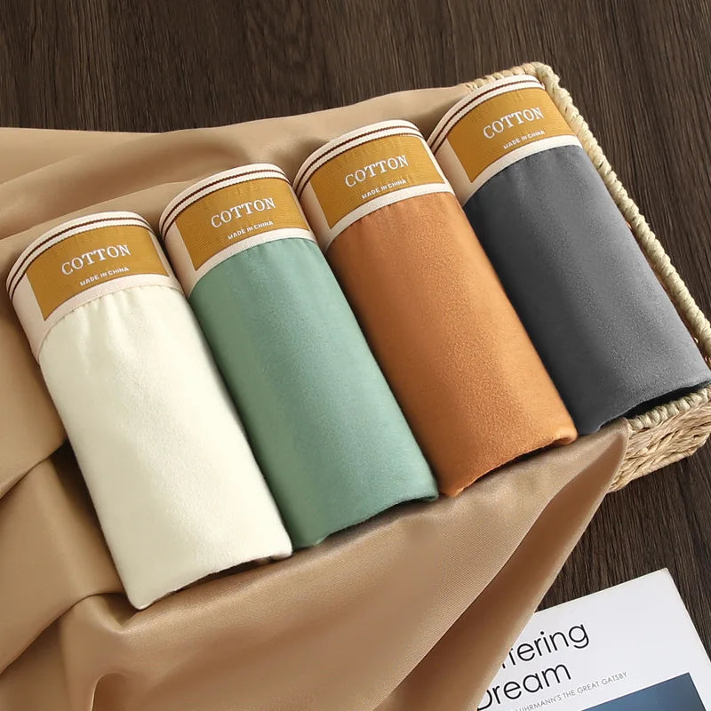3PCS Men’s Cotton Boxer Shorts – Comfortable Breathable Solid Color Underwear Set for Everyday Wear & Sports Comfort