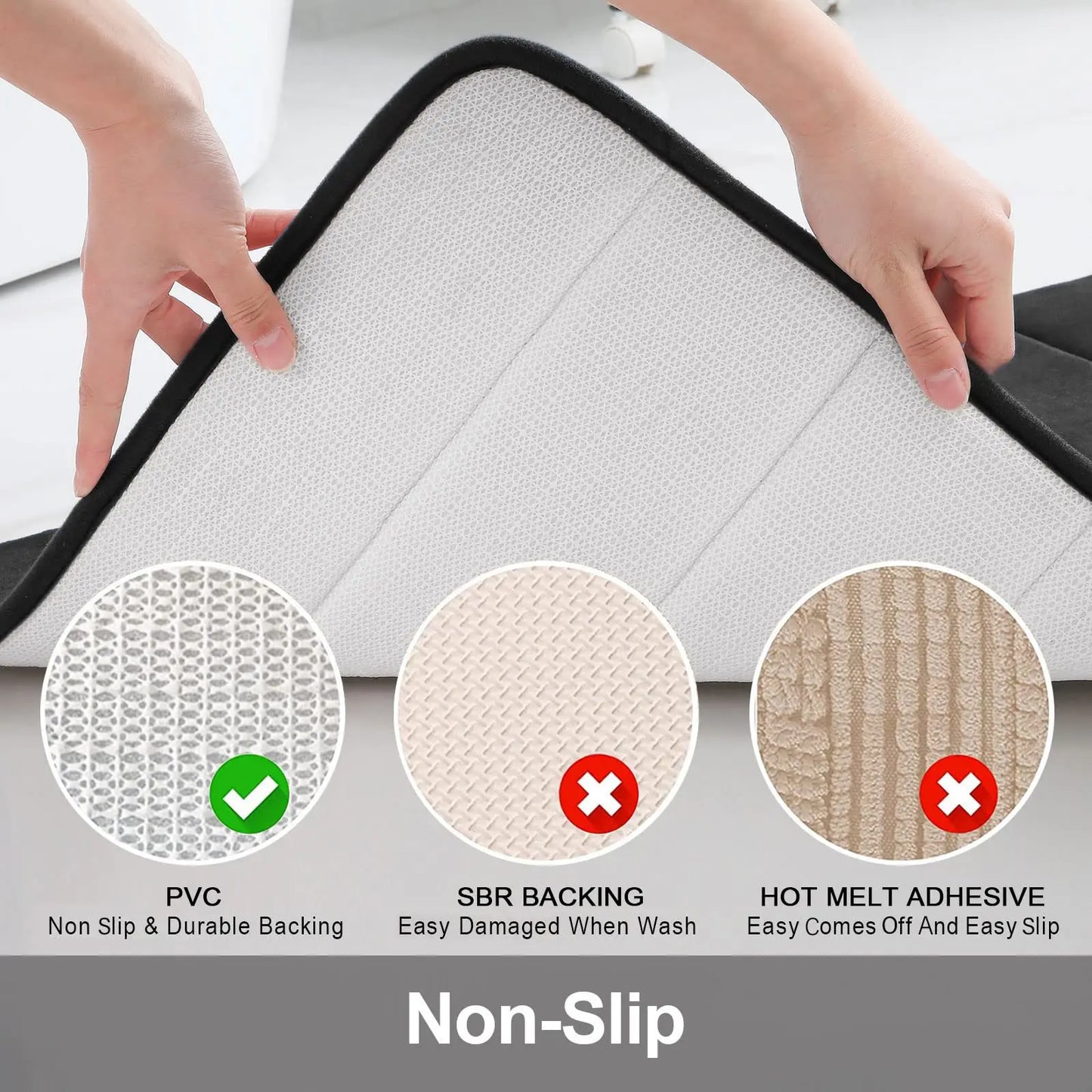 Memory Sponge Striped Bathroom Mat – Non-Slip, Water Absorbent, Machine Washable Floor Rug