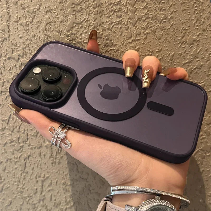 Acrylic Magnetic Clear iPhone Case – Hard Back Cover with MagSafe Wireless Charging, Pink, Fits iPhone 11-16 Pro Max & Plus