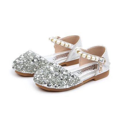 Girls Sequined Leather Shoes - Fashion Princess Sandals for Baby Girls, Size 21–35