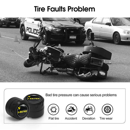 Bluetooth Motorcycle TPMS with 2 Sensors – Tire Pressure Monitoring System for Pit Bike, Tyre Tester Diagnostic Kit Moto Accessories