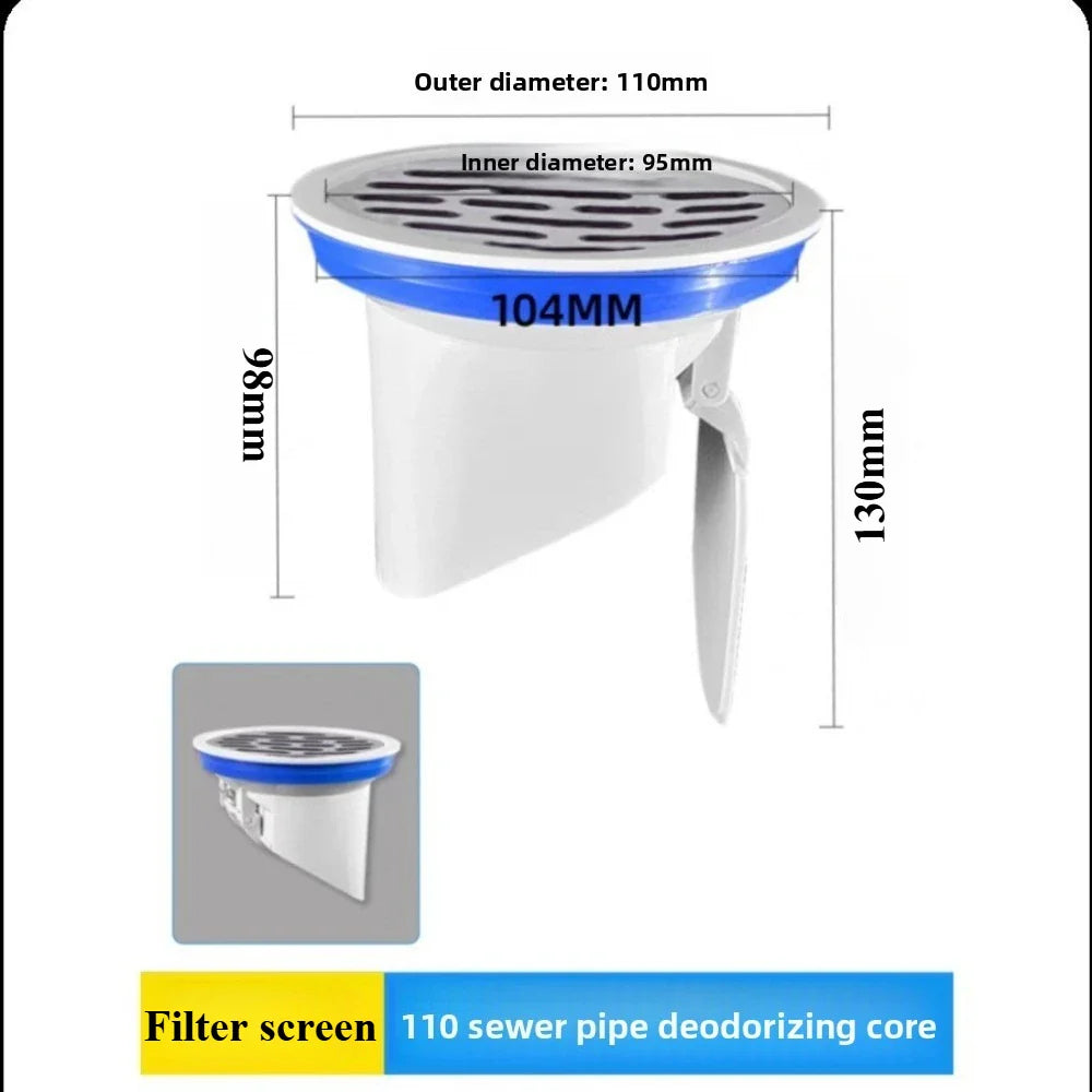 Automatic Closing Toilet Flange Ring – Anti-Leak, Odor-Resistant Floor Outlet Seal, Spill-Proof Shower Drain Bathroom Accessory