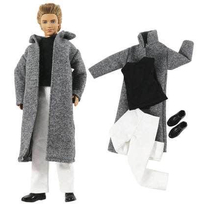 12" Ken Doll Clothes — Woolen Overcoat Outfit with Multiple Styles to Choose From