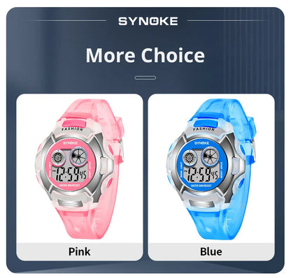 SYNOKE Student Electronic Watch - Waterproof Sports Watch for Children, Glow Multi-Function Digital Watch with 7 Colors Light, Perfect Gift