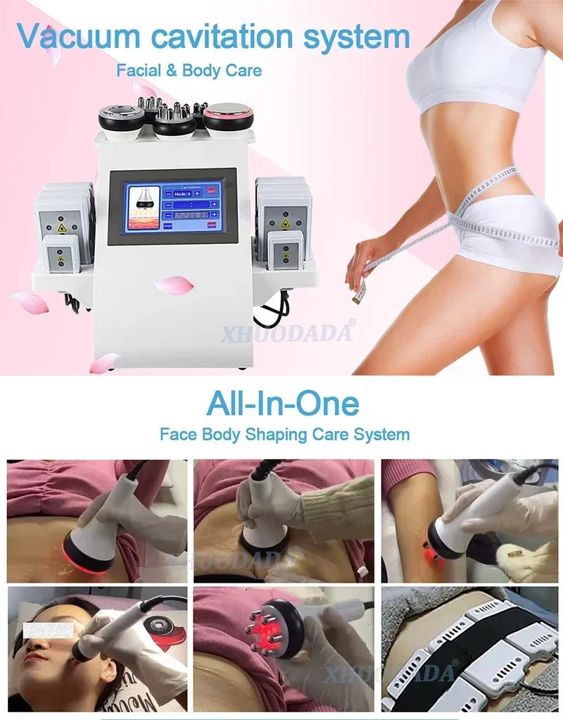 6-in-1 40K Cavitation Ultrasonic Body Slimming Machine | Anti-Wrinkle, Skin Lift & Rejuvenation with Multi-Polar Frequency