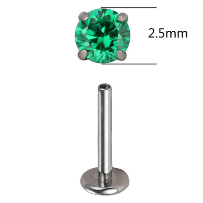 ASTM F136 Titanium CZ Labret Stud Earrings for Ear, Lip & Nose Piercings