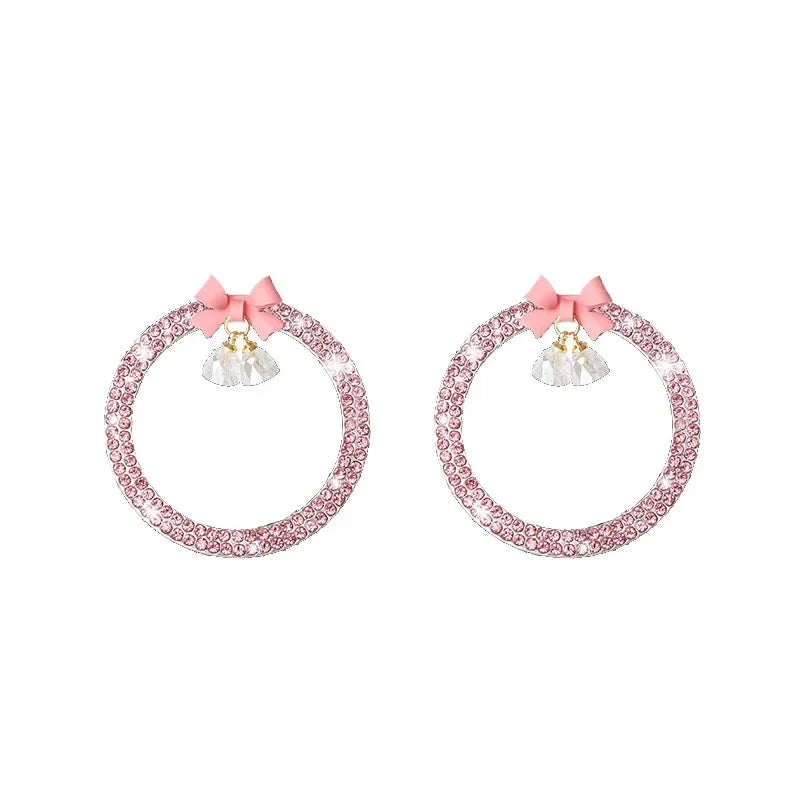 Rhinestone Bow Car Start Button Trim - Sparkling Diamond Decorative Ring Protective Cover for Auto Accessories