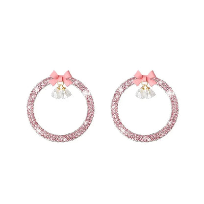 Rhinestone Bow Car Start Button Trim - Sparkling Diamond Decorative Ring Protective Cover for Auto Accessories