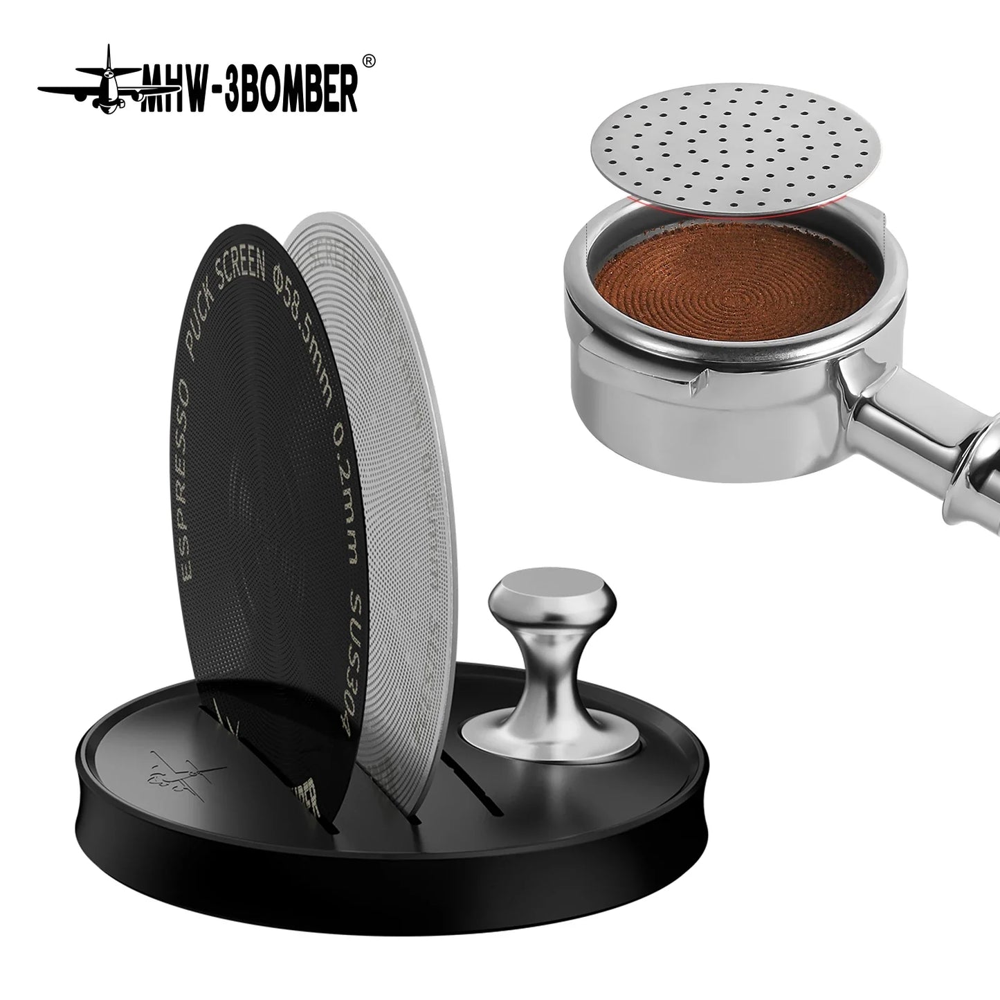 MHW-3BOMBER Espresso Puck Screen – 51/53/58.5mm Reusable Stainless Steel Coffee Filter, 0.8/0.2mm Thickness Coffee Tool
