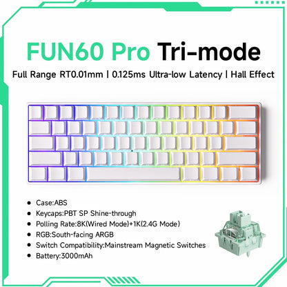 Akko MonsGeek FUN60 60% Mechanical Gaming Keyboard – Magnetic Switch, 8K Rapid Trigger, ARGB HE/TMR Custom Keyboard