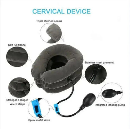 Inflatable Neck Support Cushion - Air Cervical Traction Device for Pain and Stress Relief, Comfortable Massage Neck Pillow