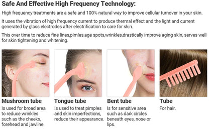 4 in 1 Electrode Glass Tube Machine - High Frequency Skin Spot Acne Wand for Facial Spa & Skin Care Electrotherapy