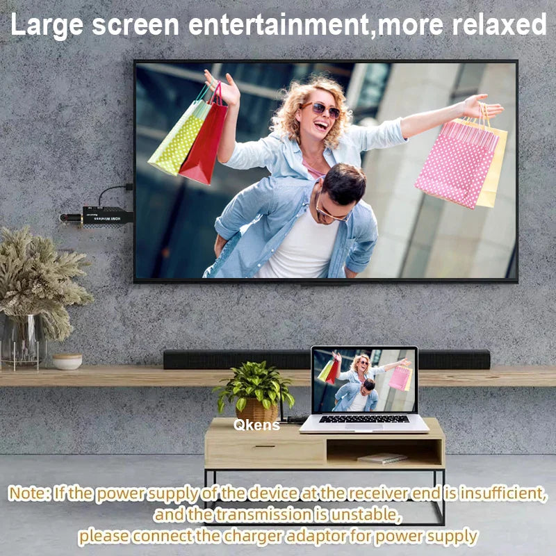 50m Wireless HDMI Extender – 1-to-2/3/4 Video Transmitter & Receiver for TV, Camera, Laptop, PC to Monitor or Projector
