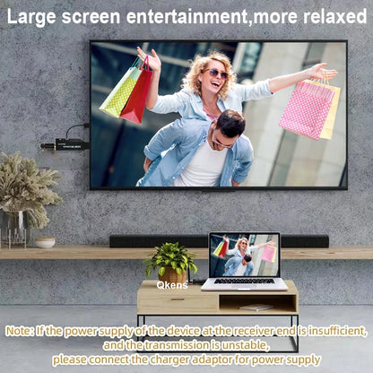 50m Wireless HDMI Extender – 1-to-2/3/4 Video Transmitter & Receiver for TV, Camera, Laptop, PC to Monitor or Projector