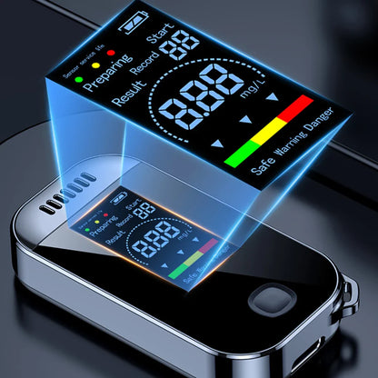 Digital Breath Alcohol Tester – USB Rechargeable Professional Breathalyzer with LCD Display & Keychain