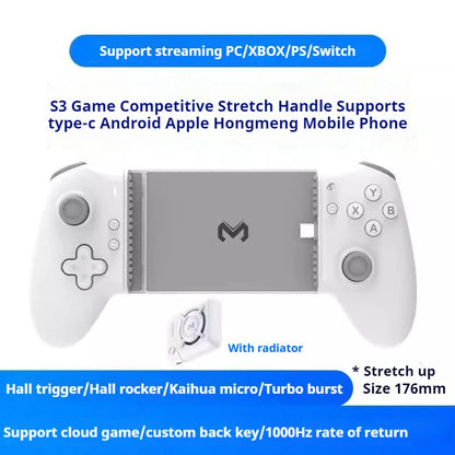 Memo S3 Gamepad Type-C Mobile Controller – Hall Effect Stretch Handle, Joystick for Android, PS Cloud Gaming, Customizable