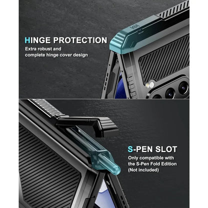 Heavy Duty Metal Shockproof Case for Samsung Galaxy Z Fold 6/5/4 – Anti-Fall Silicone Bumper Cover with PET Screen Protector
