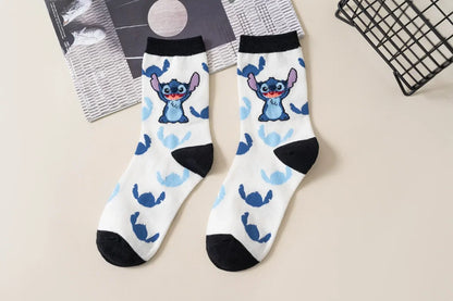Disney Kawaii Stitch Cotton Socks - Medium Length Combed Cotton Socks, Perfect Birthday Gift for Girls & Boys