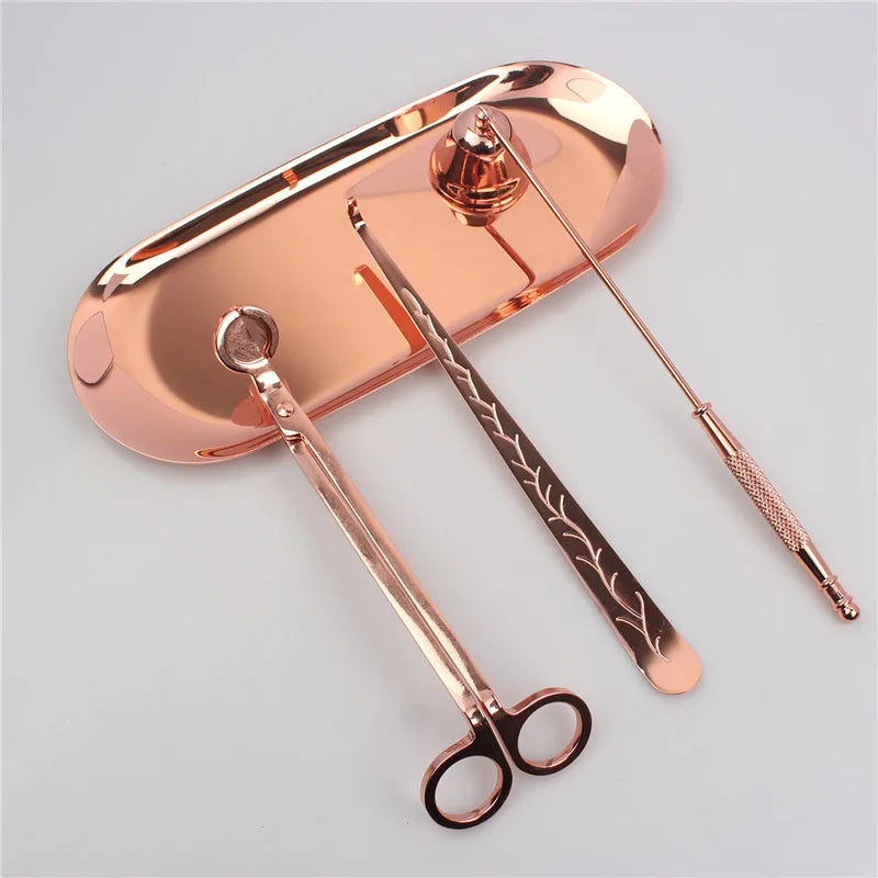 3-Piece Candle Care Set - Stainless Steel Wick Trimmer, Scissors, Extinguisher Hook, Portable Candle Accessories for Home Use