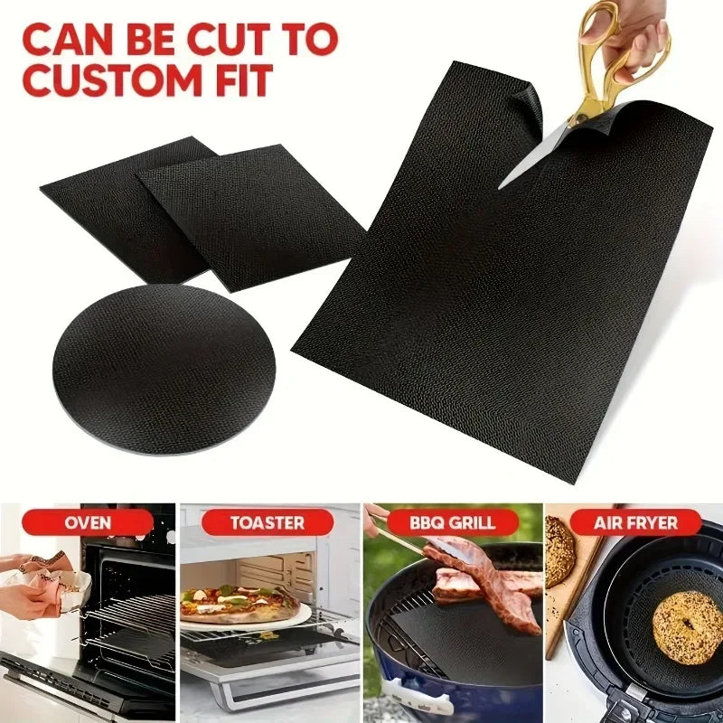 Reusable Non-Stick Oven Liners - BBQ Grill Mats & Baking Mats for Easy Cleaning Kitchen Cooking Tools