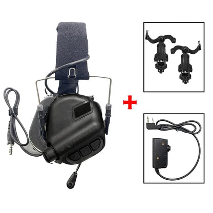 EARMOR M32 MOD4 Shooting Earmuffs – Tactical Noise Reduction Headset with Helmet ARC Rail & Kenwood PTT Adapter